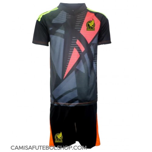 Camisa de time de futebol México Goleiro Replicas 1º Equipamento Infantil Copa America 2024 Manga Curta (+ Calças curtas)